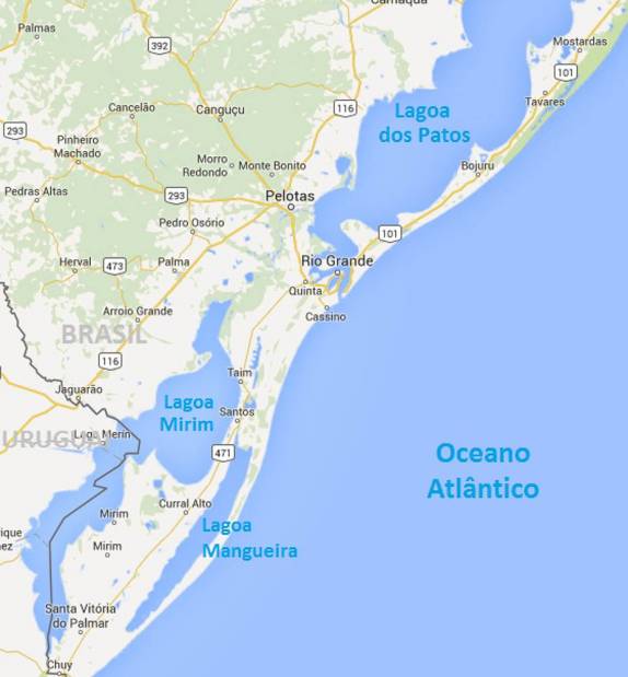 Rio Grande, no sul do Rio Grande do Sul, fica entre as maiores lagoas do Brasil: a Lagoa Mirim (dividida com o Uruguai) e Mangueira, ao sul, e Lagoa dos Patos, ao norte